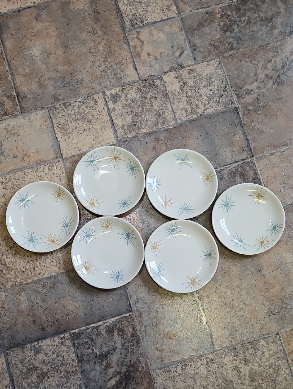 MCM Atomic Star Salad Plates Set Of 6